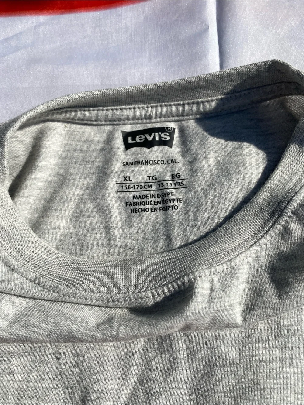 Levi's Kid's XL (13-15 YOld) Long Sleeve Colorblock Graphic Tee - Gray/Red/White